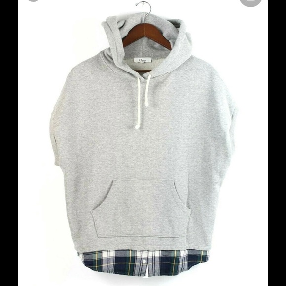 new! Clu too | Hoodie Top w/plaid hem - Picture 1 of 11